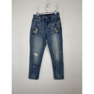Lucky Brand Women Jeans 4 / 27 Butterfly Y2K Embroidered High Rise Drew Mom